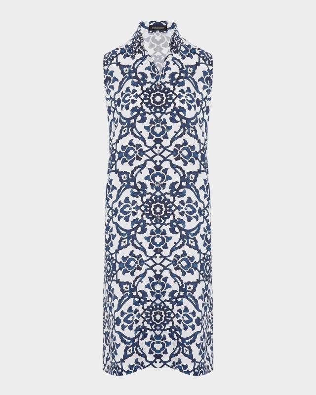 Slim A-Line Sleeveless Shirt Dress With Collar